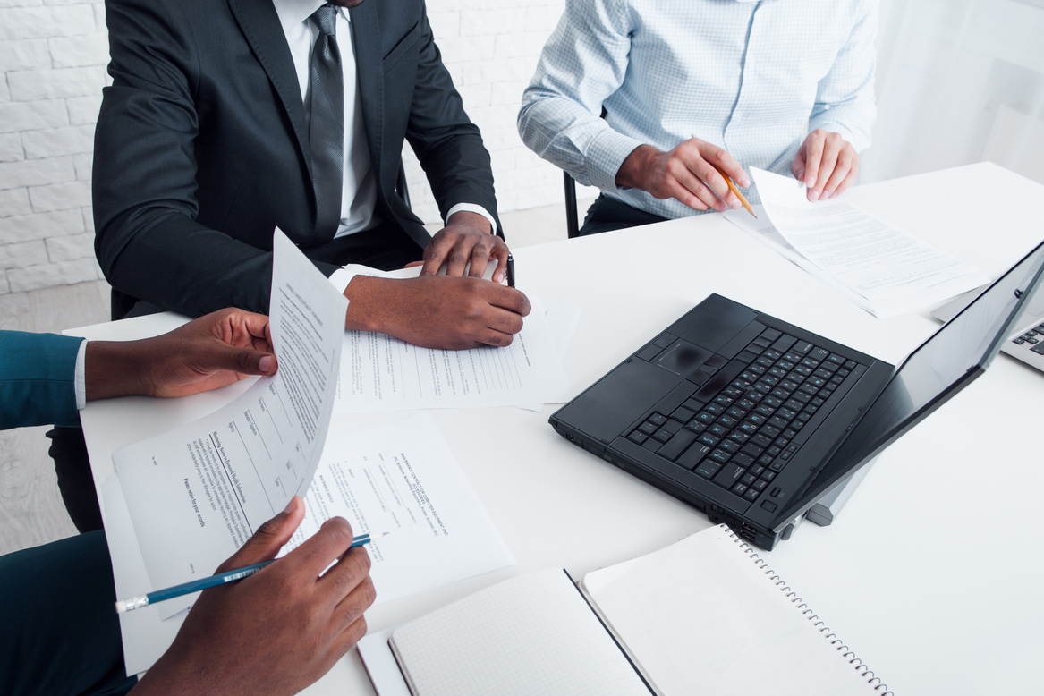 Board of directors business meeting in office